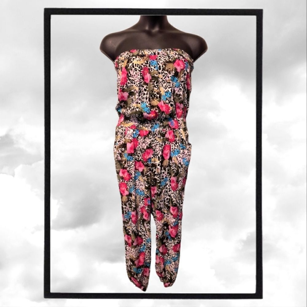Plus Size Floral Print Jumpsuit